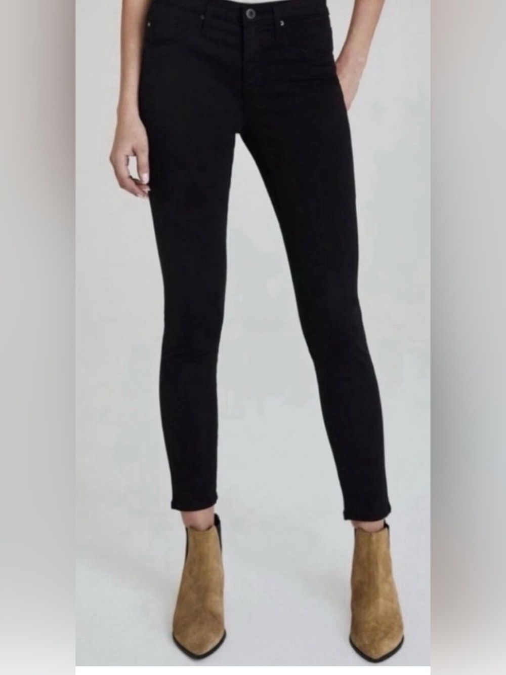 AG Anthropologie The High Rise Abbey Ankle Jeans Black Size 30R